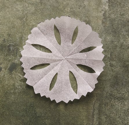 Templates for jewelled pistachio cherry chocolate snowflakes.