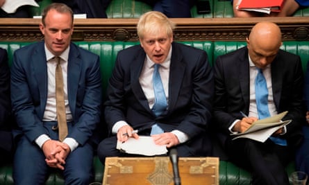 Boris Johnson on the Tory frontbench with Sajid Javid and Dominic Raab