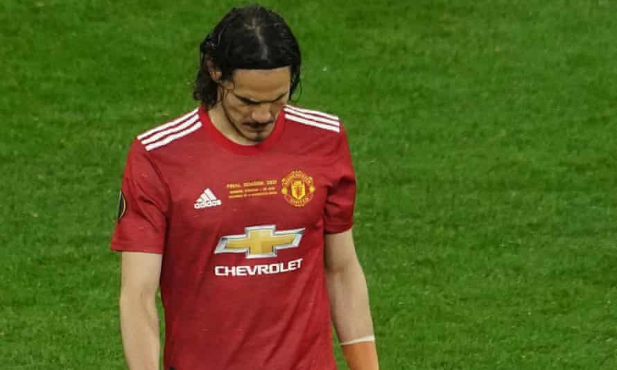 Edinson Cavani, pictured at the Europa League final defeat by Villarreal in May, is missing for Manchester United’s Premier League opener against Leeds.