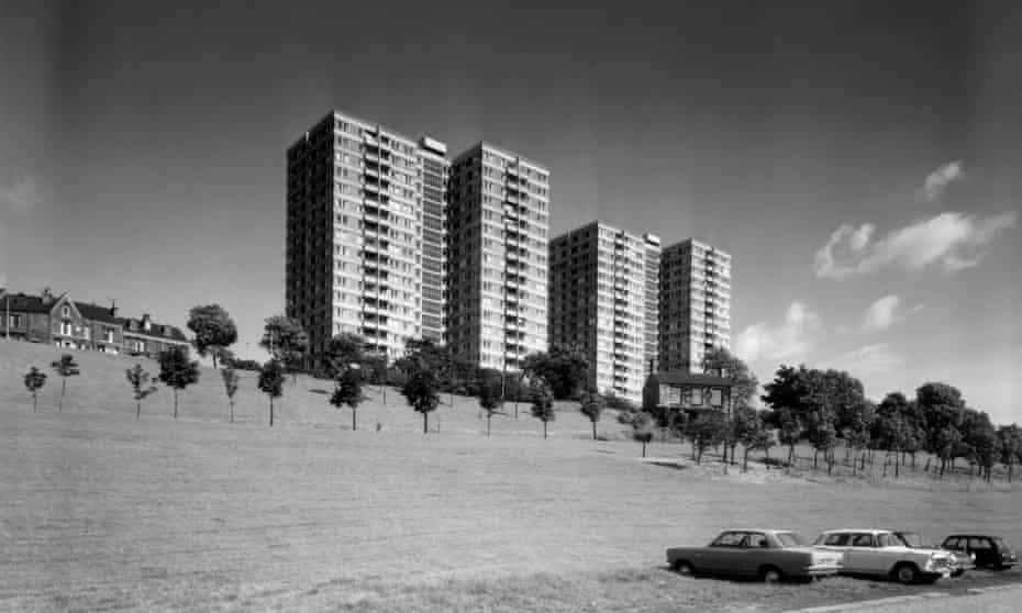 Sheffield’s Park Hill Flats in 1972, typical of the many high-rise tower blocks built in the city during the 1960s.