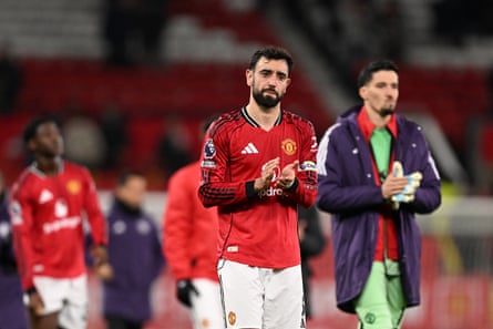 Bruno Fernandes looks dejected after the 4-4 draw with Bournemouth