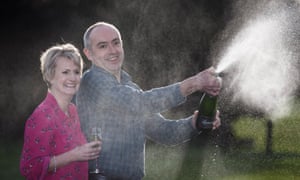 Carol and David Martin celebrate this week’s £33m win. ‘We just sat quietly and didn’t speak to each other for about five minutes,’ he said.