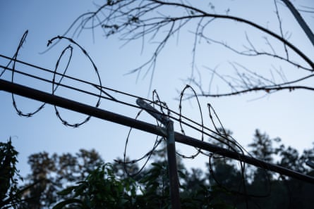 Razor wire on top of a fence