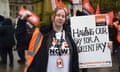 Fiona O’Brien, a home carer in Renfrewshire and a GMB rep, joins striking women workers