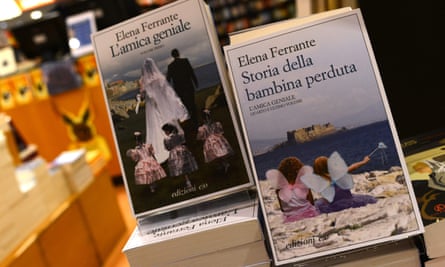 Two of Elena Ferrante’s Neopolitan novels on sale in a bookshop in Rome