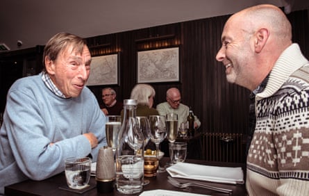 Dining across the dividers Alan and Martin (blue shirt) at the Tollhouse, Edinburgh