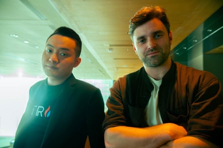 Reporter Matt Shea with Crypto billionaire Justin Sun in Hong Kong.