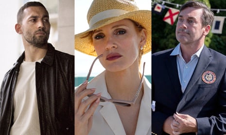 Dali Benssalah in Athena, Jessica Chastain in The Forgiven and Jon Hamm in Confess Fletch.