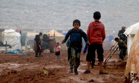 Children at a refugee camp in Idlib, Syria.