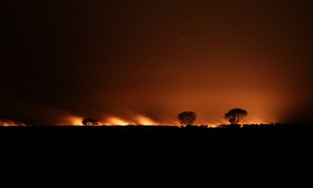 Macquarie Marshes burn during the night