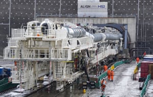 Florence, the largest ever tunnel boring machine used on a UK rail project, at the HS2 site in West Hyde near Rickmansworth, Hertfordshire.