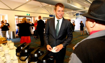 NSW premier Mike Baird during a visit to the University of Western Sydney in Kingswood to commit up to $20m for an Aboriginal centre for excellence in Sydney on 23 March.