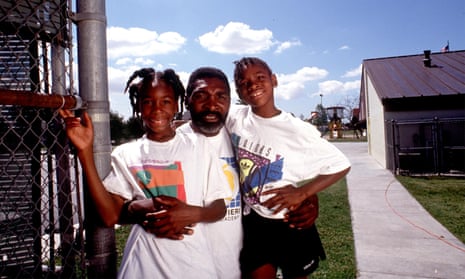 ‘The public look at this tyrant but he always kept balance in their lives. He wanted them to be kids.’ Venus and Serena with Richard Williams in 1991.