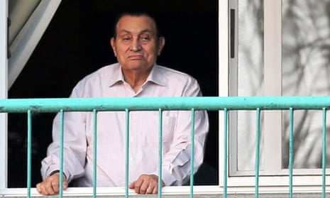 Hosni Mubarak looks towards his supporters from his hospital room in 2016, on the anniversary of the 1973 Arab-Israeli war.