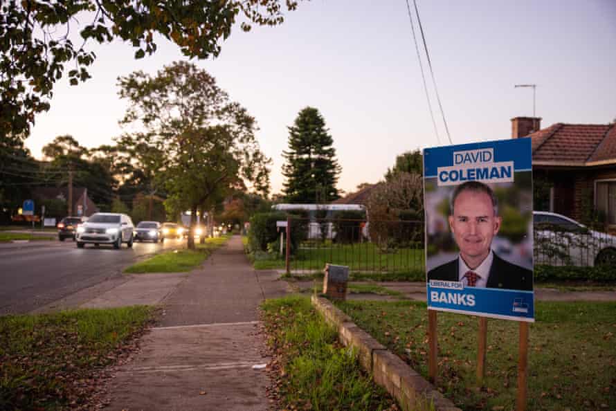 Federal election campaign signage seen in Riverwood in the division of Banks in south-west Sydney.