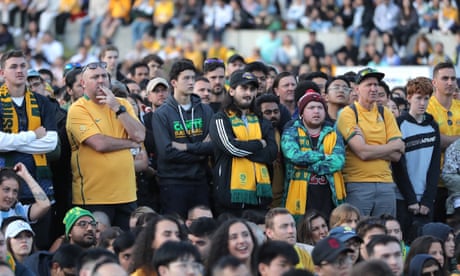 ‘Hanging off staircases’: elation and despair at Sydney’s overwhelmed World Cup viewing site