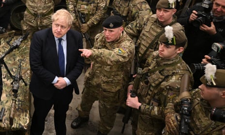 Boris Johnson visiting British troops in Estonia this year.