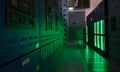 Photo of the lab bathed in green light