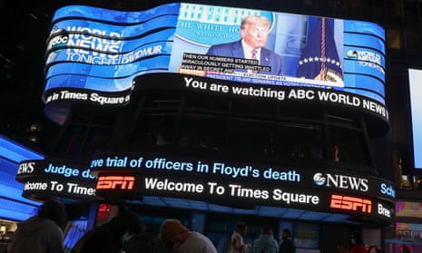 The Times Square big screen shows Donald Trump speaking on 5 November.