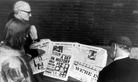 ‘A day in history’, 'We're in' – headlines on the day the UK joined the European Economic Community.