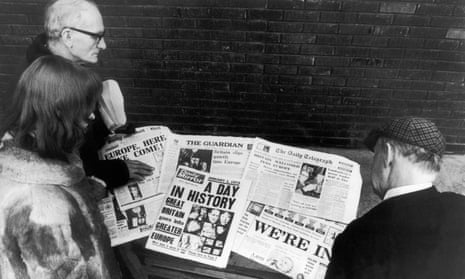The public read of the UK’s entry to the then European Economic Community on 1 January 1973 in the newspapers