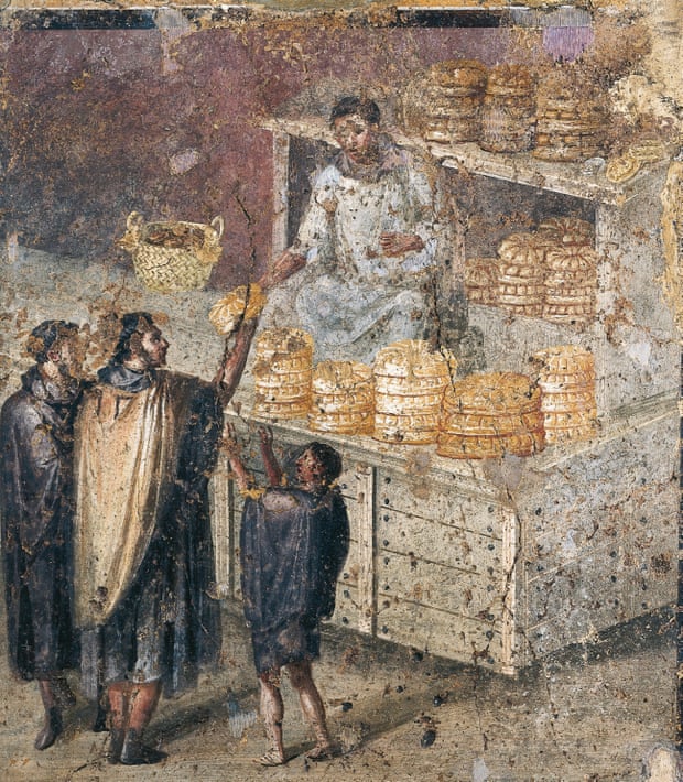A fresco depicting the distribution of bread from a tablinum at Pompeii.
