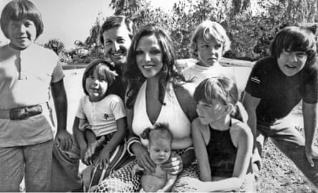 Joan Collins with her then husband, Ron Kass, and their children in Spain in 1972.