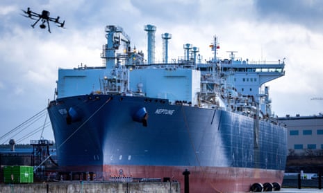 A liquefied natural gas vessel docked at Lubmin in Germany