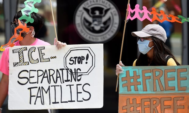A protest outside the headquarters of Ice in Washington in June last year. Photograph: Olivier Douliery/AFP/Getty Images