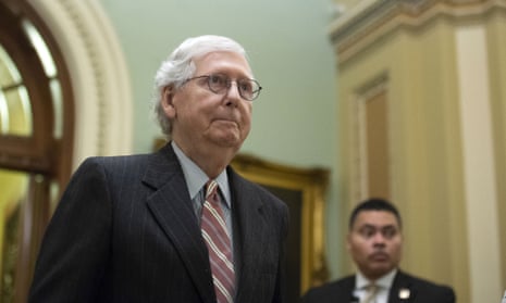 Mitch McConnell leaves the Senate chambers on Thursday, April 7, 2022.