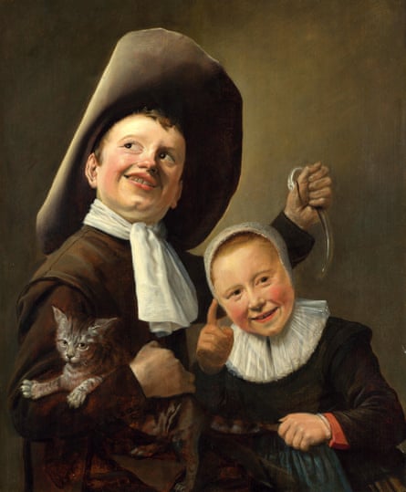 Painting of two children grinning in dress of the day
