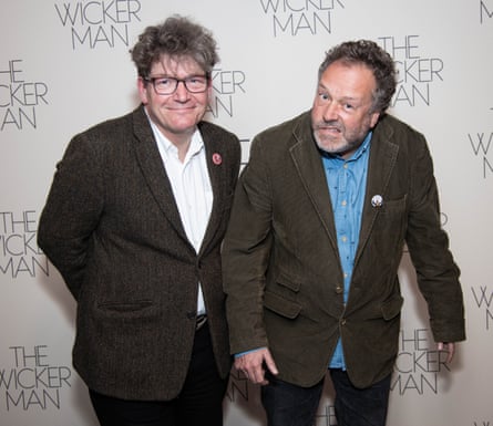 Dominic Hardy, left, and Justin Hardy, co-writers of Wrath of the Gods, at a Wicker Man anniversary screening in 2023.