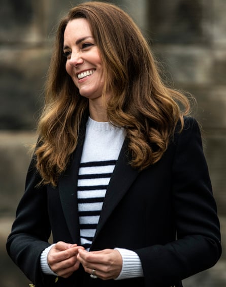The Duchess Of Cambridge rocks the Breton look during a visit to St Andrews University