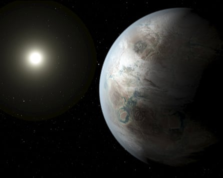 A Nasa illustration depicting a possible appearance of the planet Kepler-452b.