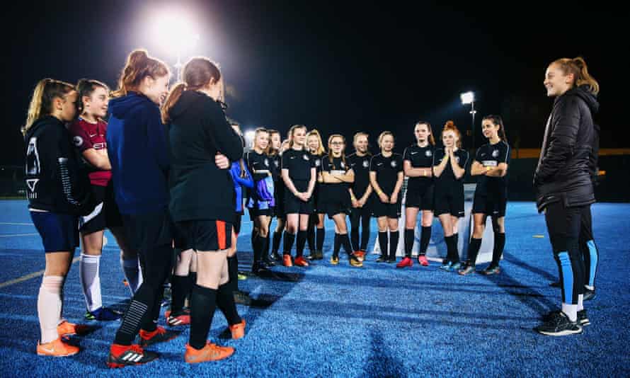 Manchester City’s Keira Walsh at a #SameGoals clinic to promote girls’ football at the club’s Football Academy last February.