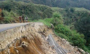 Damage to a road near Mendi in Papua New Guinea’s highlands region.