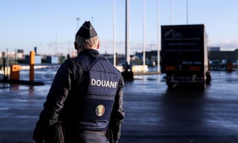A Belgian customs officer in the port of Zeebrugge.