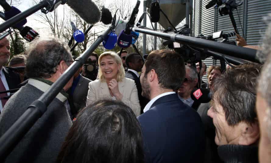 Marine Le Pen visits a grain farm in Burgundy as part of her campaign for the second round of the French presidential election