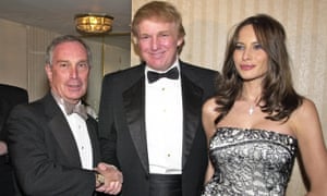 Michael Bloomberg with Donald Trump and Melania Knauss in Washington DC, on 28 April 2001.