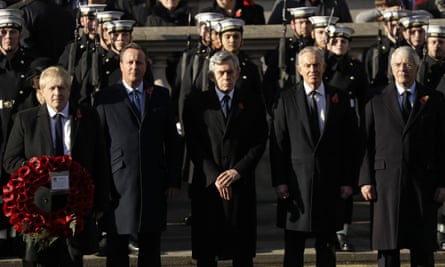 Boris Johnson with five of his predecessors as prime minister: David Cameron, Gordon Brown, Tony Blair and John Major.