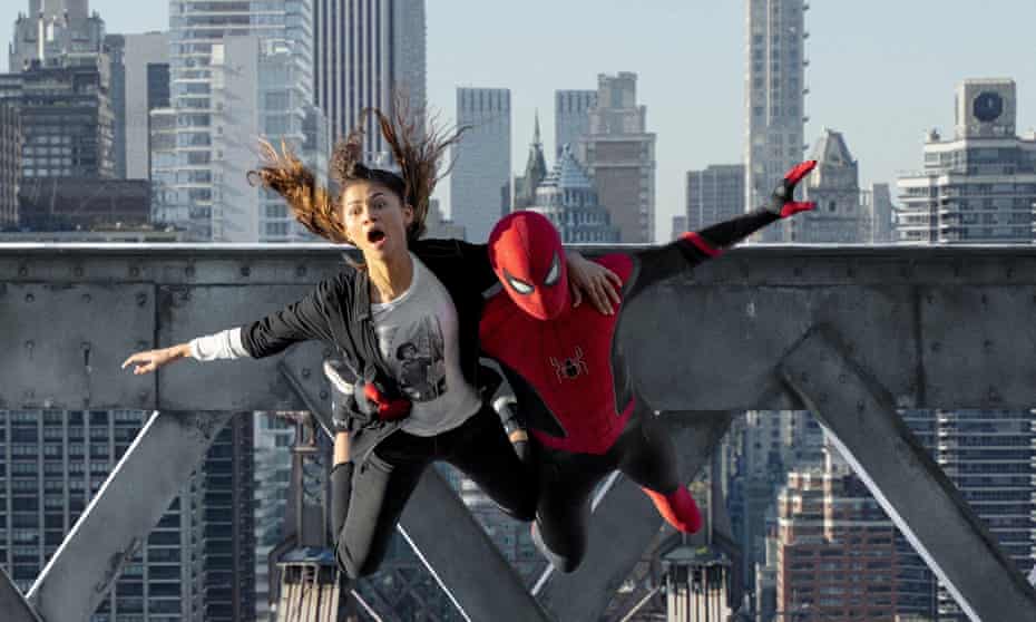 Zendaya, and Tom Holland as Spider-Man in a scene from Spider-Man: No Way Home.