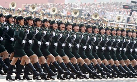 Soldiers of the People’s Liberation Army (PLA) march in Beijing, China, 2019.