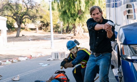 Josh Lucas, right, in The Forever Purge, the fifth in the series.