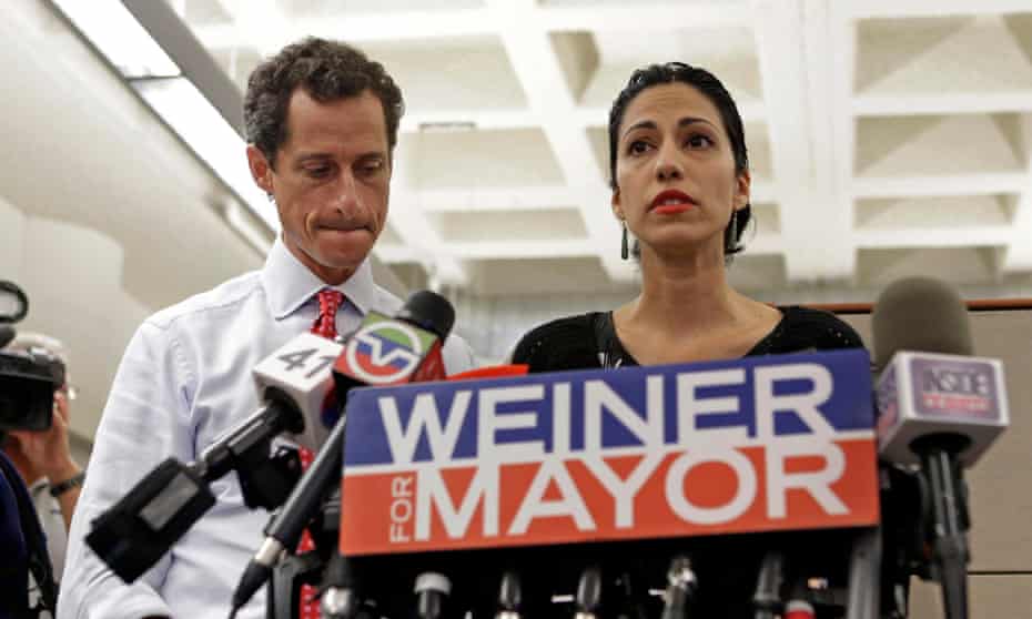 Anthony Weiner, pictured with his wife, Huma Abedin: ‘someone who desperately cares what people think’.