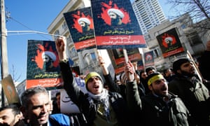 A protest in Tehran against the execution of Shia cleric Sheikh Nimr al-Nimr