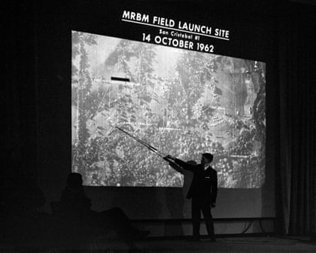 State of alert … a presentation in the US State Department in 1962 showing a Medium Range Ballistic Missile launch site in Cuba.