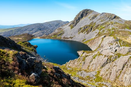 A mountain lake on a sunny day