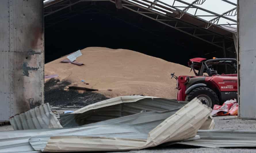 Russia-Ukraine war latest: Civilians urged to evacuate Sloviansk as bombing intensifies; Russia occupying 20% of Ukraine, says Zelenskiy – live | Ukraine 4 Seeds are seen in a grain silos destroyed after it was shelled repeatedly, amid Russia’s invasion of Ukraine, in Donetsk region, Ukraine May 31, 2022.