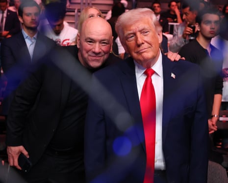 Donald Trump with UFC president and CEO Dana White during the UFC 327 event at Kaseya Center on 11 April 2026 in Miami, Florida.