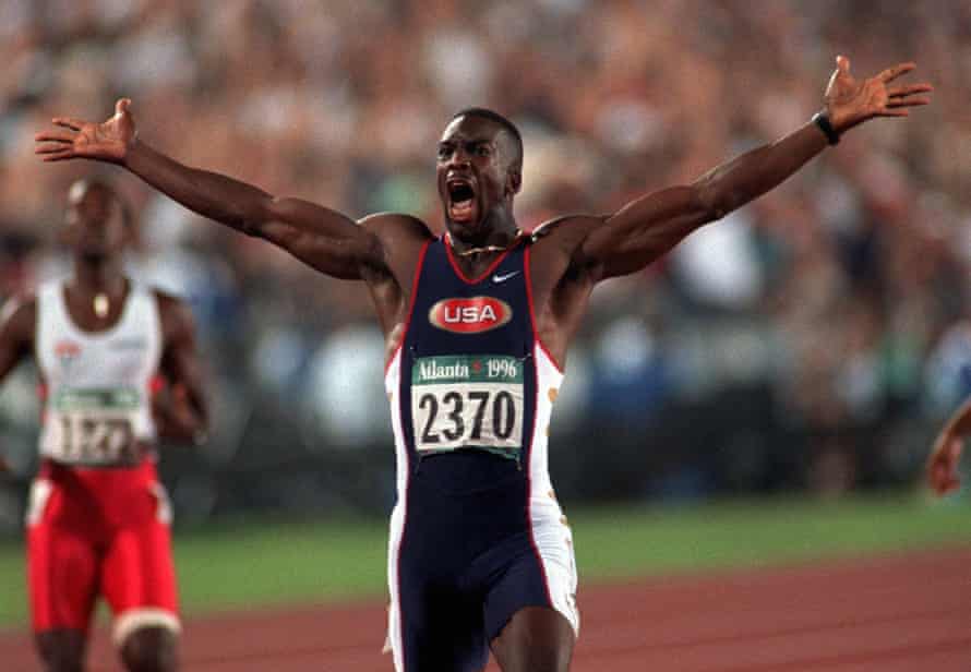 Johnson at the Atlanta Olympics 200 metre final.
